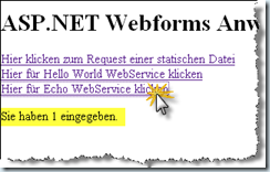 Abbildung zeigt die Rückgabe des Echo Web Services