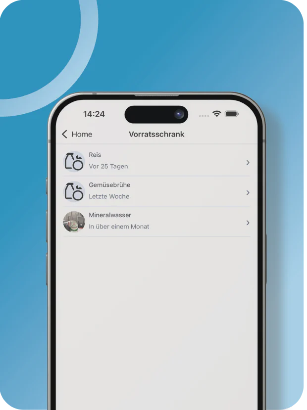 Screenshot: Vorratsliste mit Haltbarkeiten